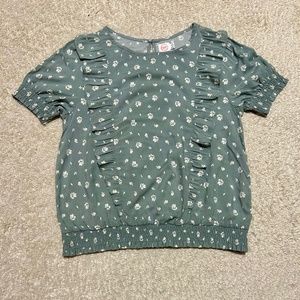 Olive Green Ruffled Top, Youth XL/Women's XS